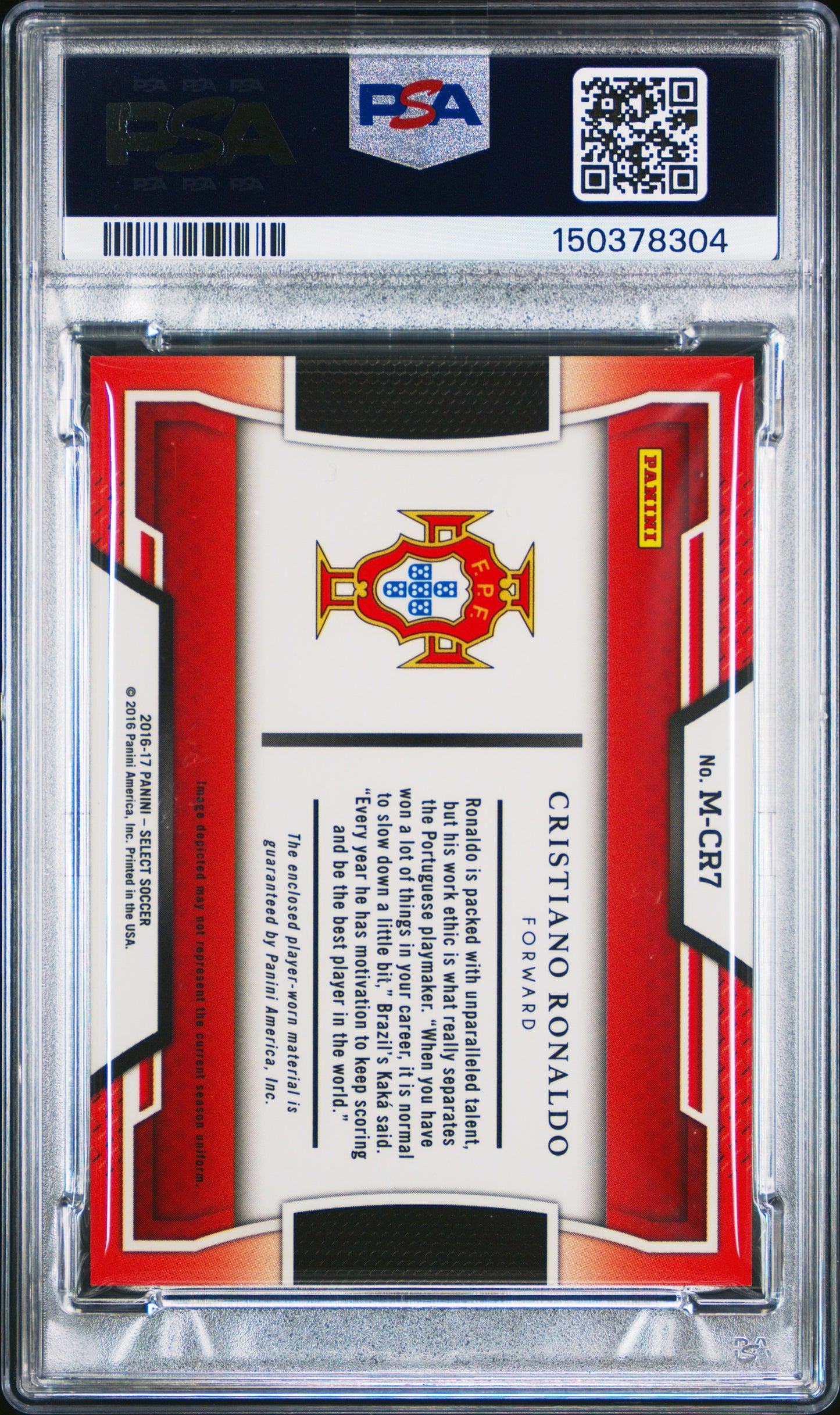 2016 Panini Select Memorabilia Cristiano Ronaldo #MCR7 PSA 10