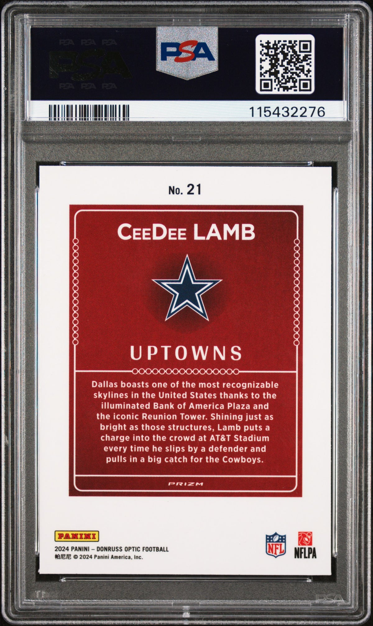 2024 Panini Donruss Optic Uptowns Ceedee Lamb #21 PSA 9