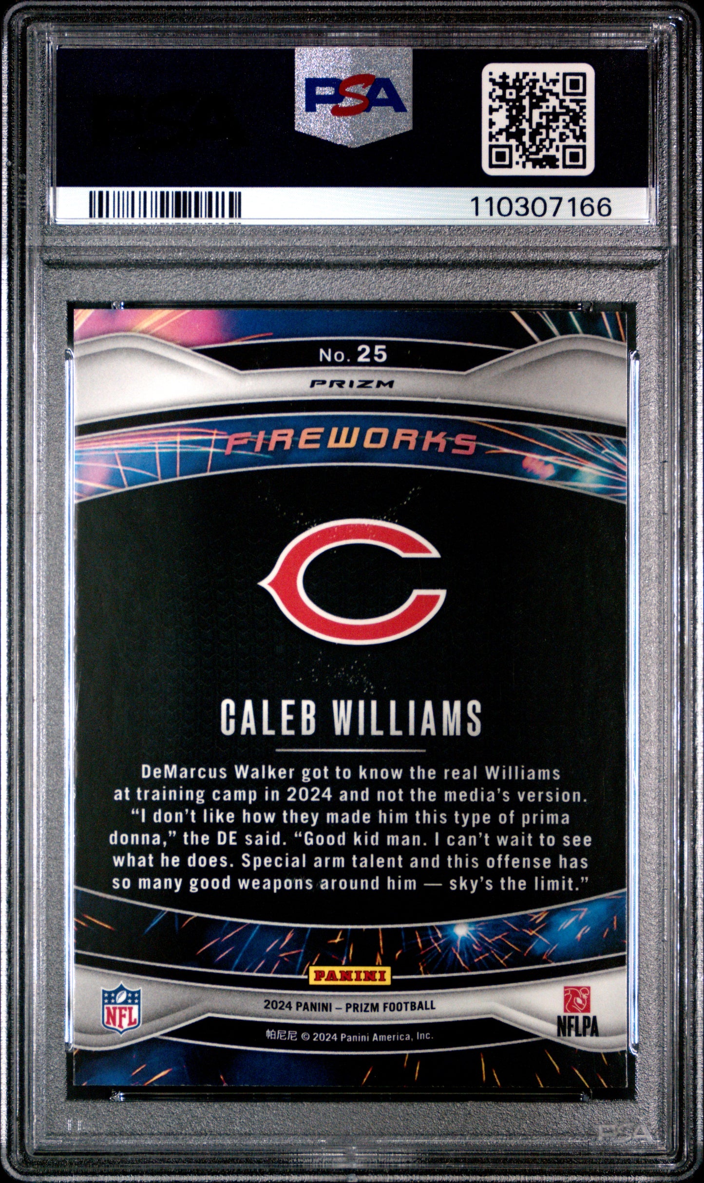 2024 Panini Prizm Fireworks Caleb Williams #25 Green Wave PSA 10