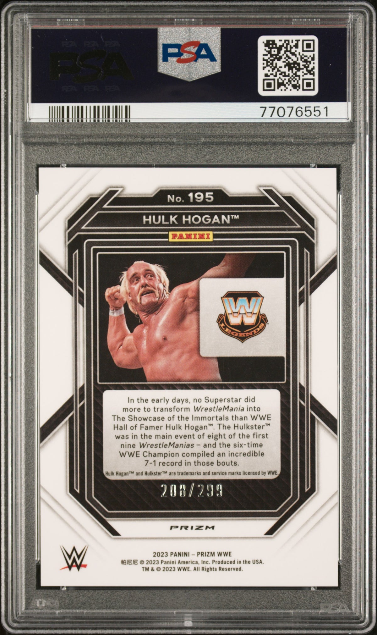 2023 Panini Prizm WWE Hulk Hogan #195 Red PSA 10