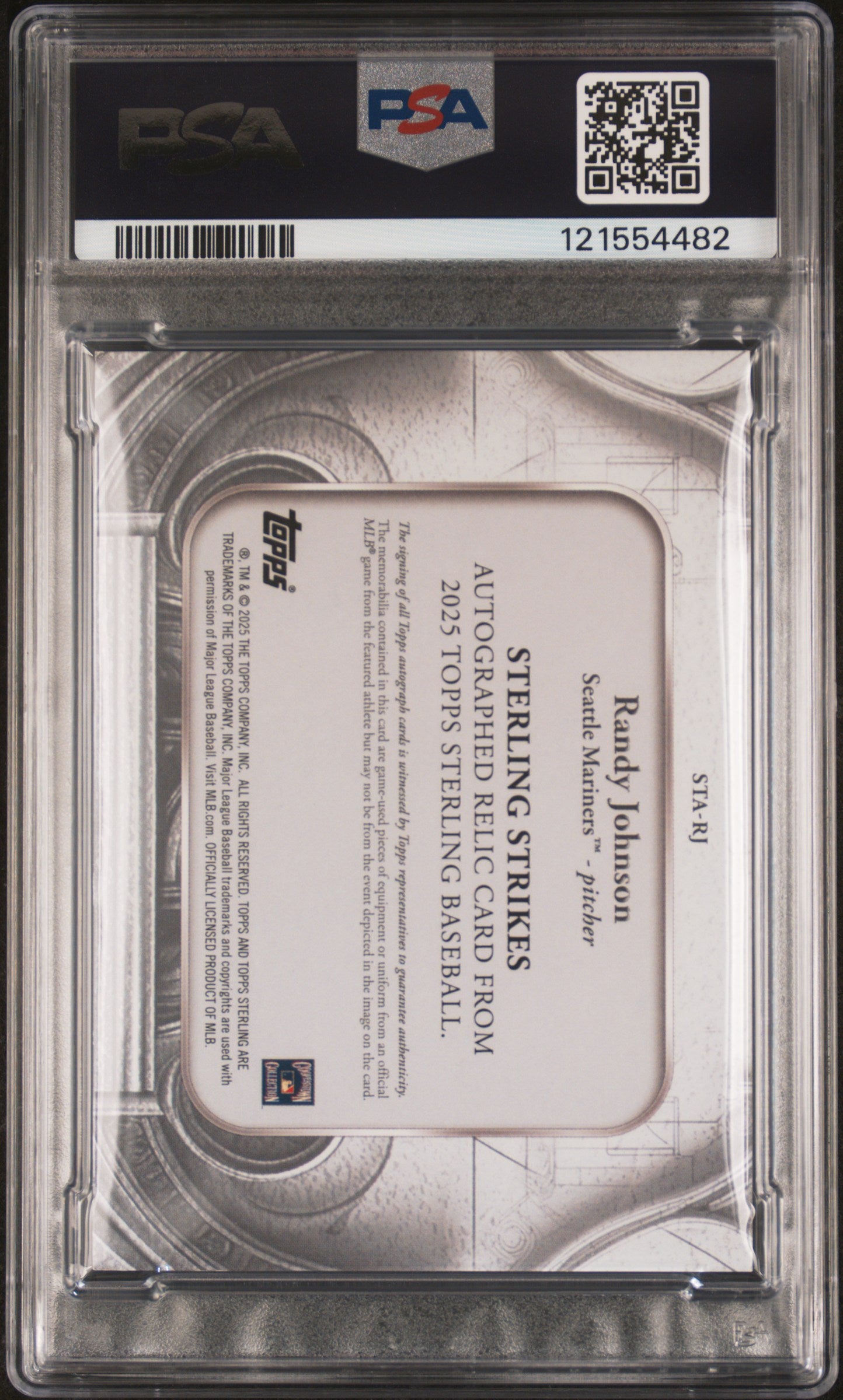 2025 Topps Sterling Sterling Strikes Autograph Relics Randy Johnson /25 PSA 9