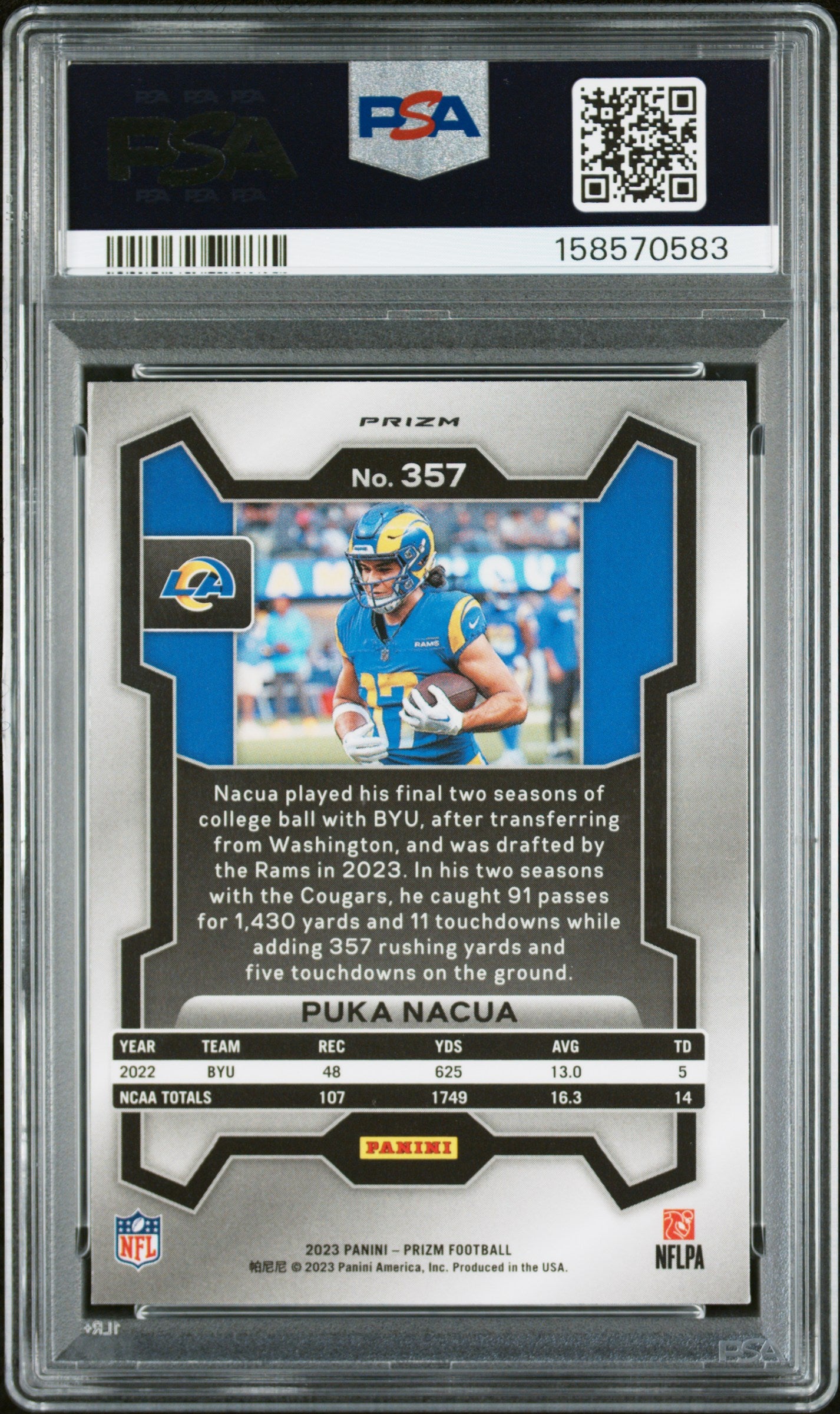 2023 Panini Prizm Puka Nacua #357 Silver PSA 8