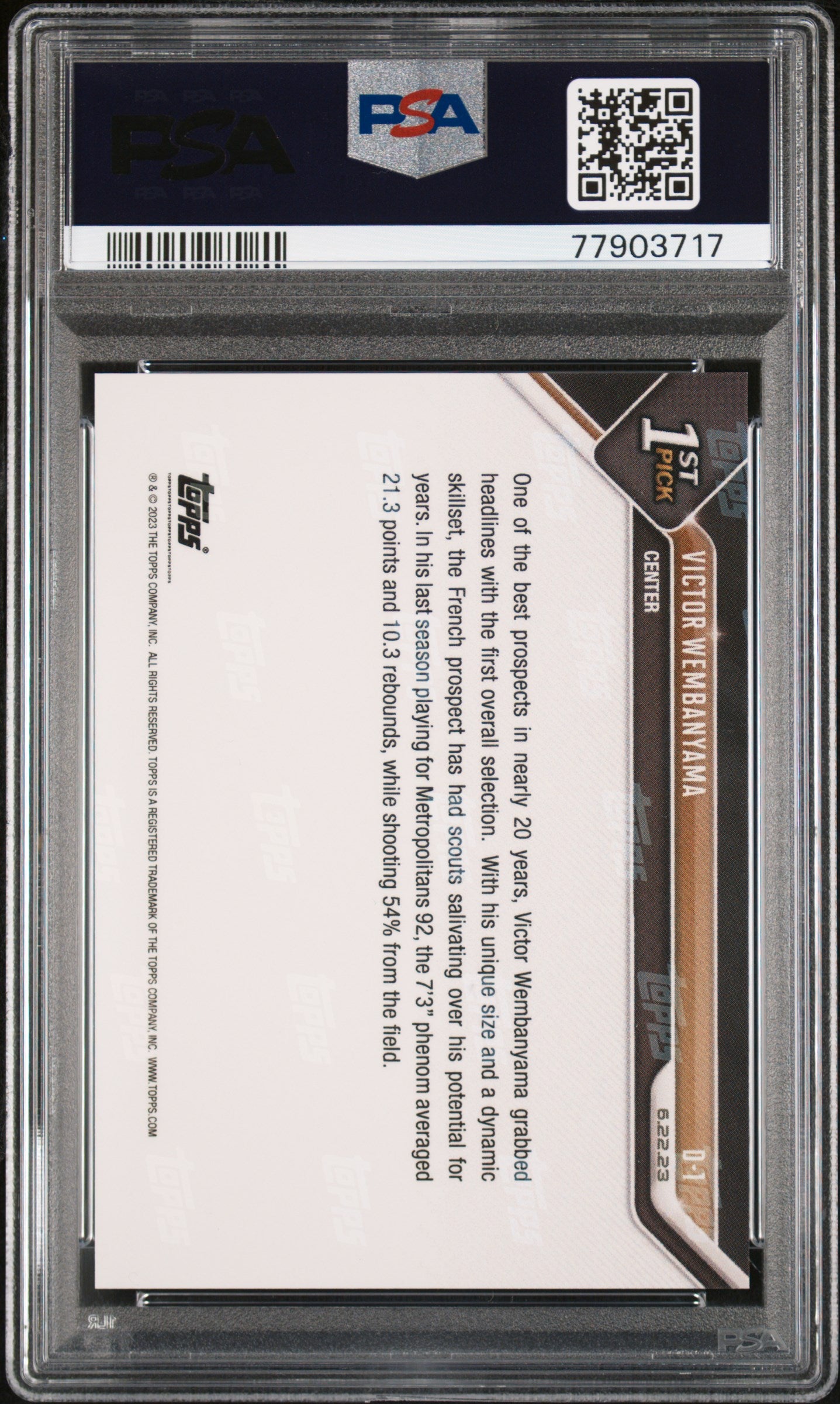 2023 Topps Now Draft Victor Wembanyama #D1 PSA 10