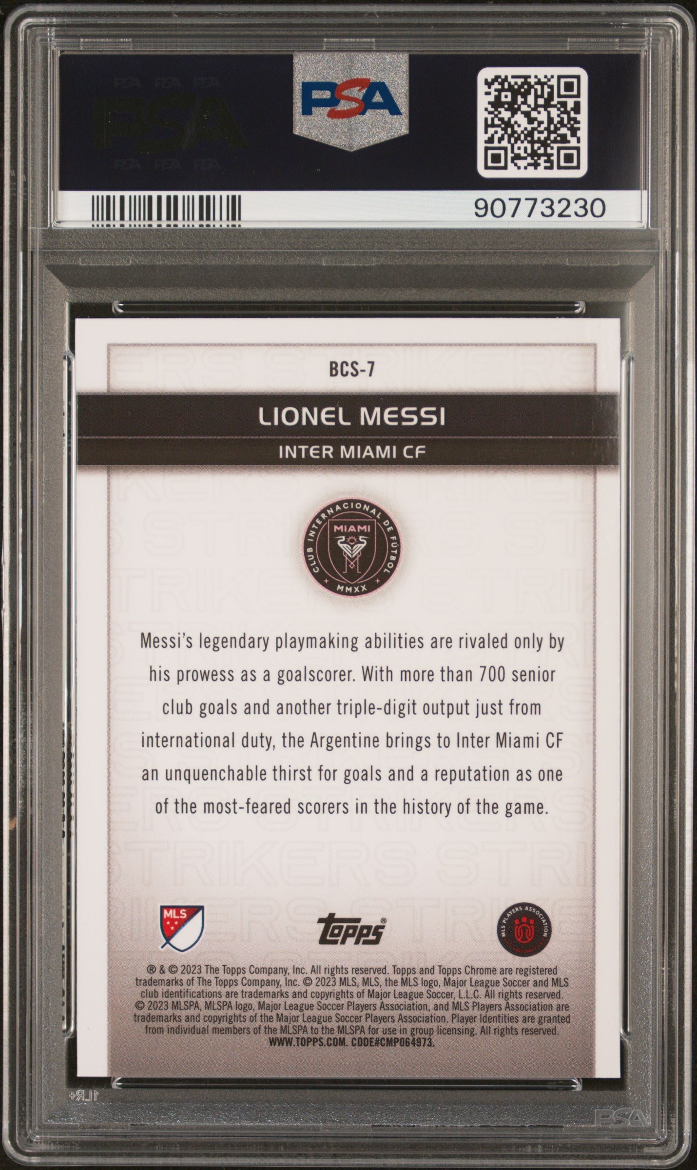 2023 Topps Chrome MLS Big City Strikers Lionel Messi #BCS7 PSA 10