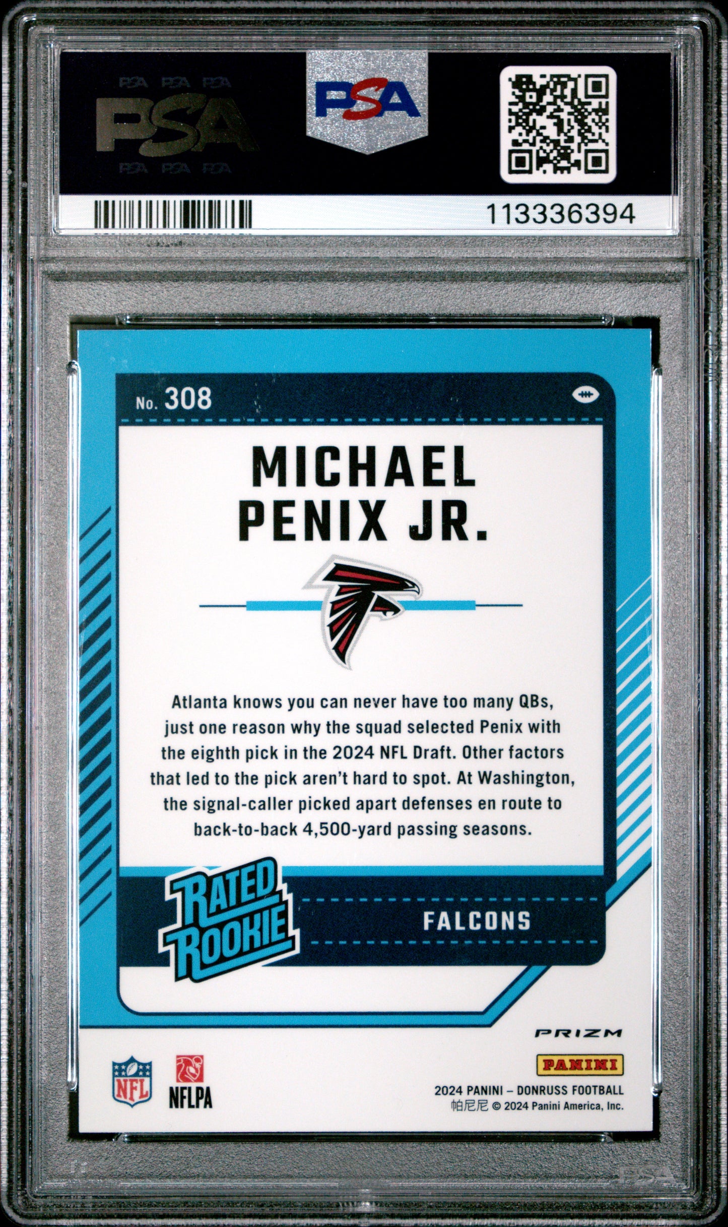 2024 Panini Donruss Michael Penix JR. #308 Optic Preview Pink PSA 9