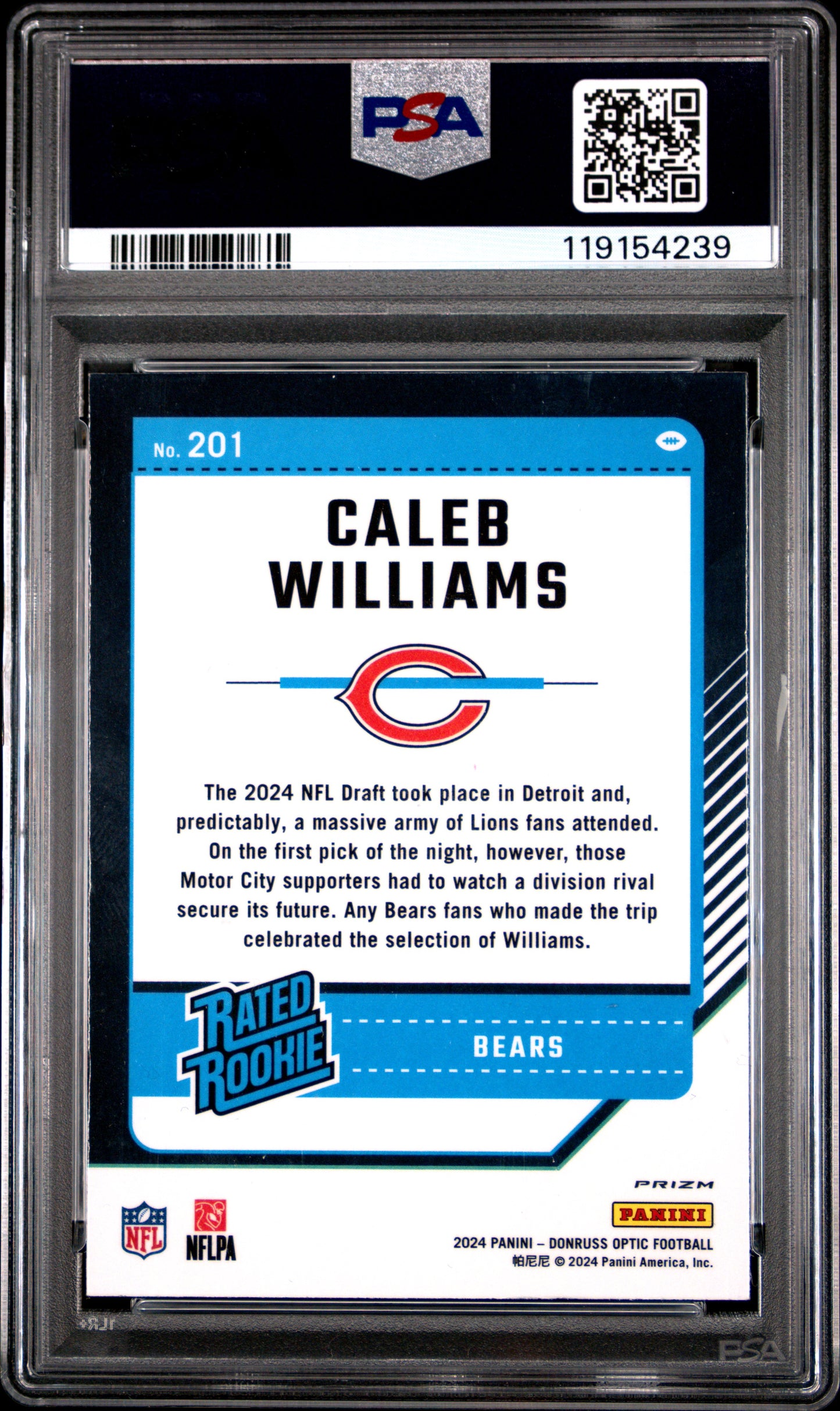 2024 Panini Donruss Optic Caleb Williams #201 Pink PSA 9