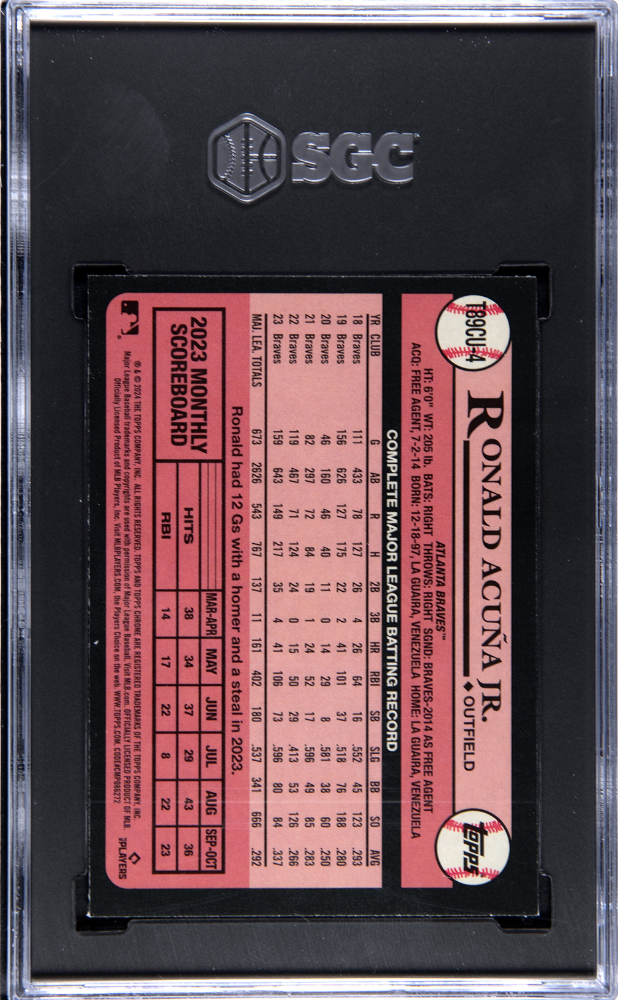 2024 Topps Update Ronald Acuna JR. #T89CU-4 Chrome '89 Design Green SGC 10