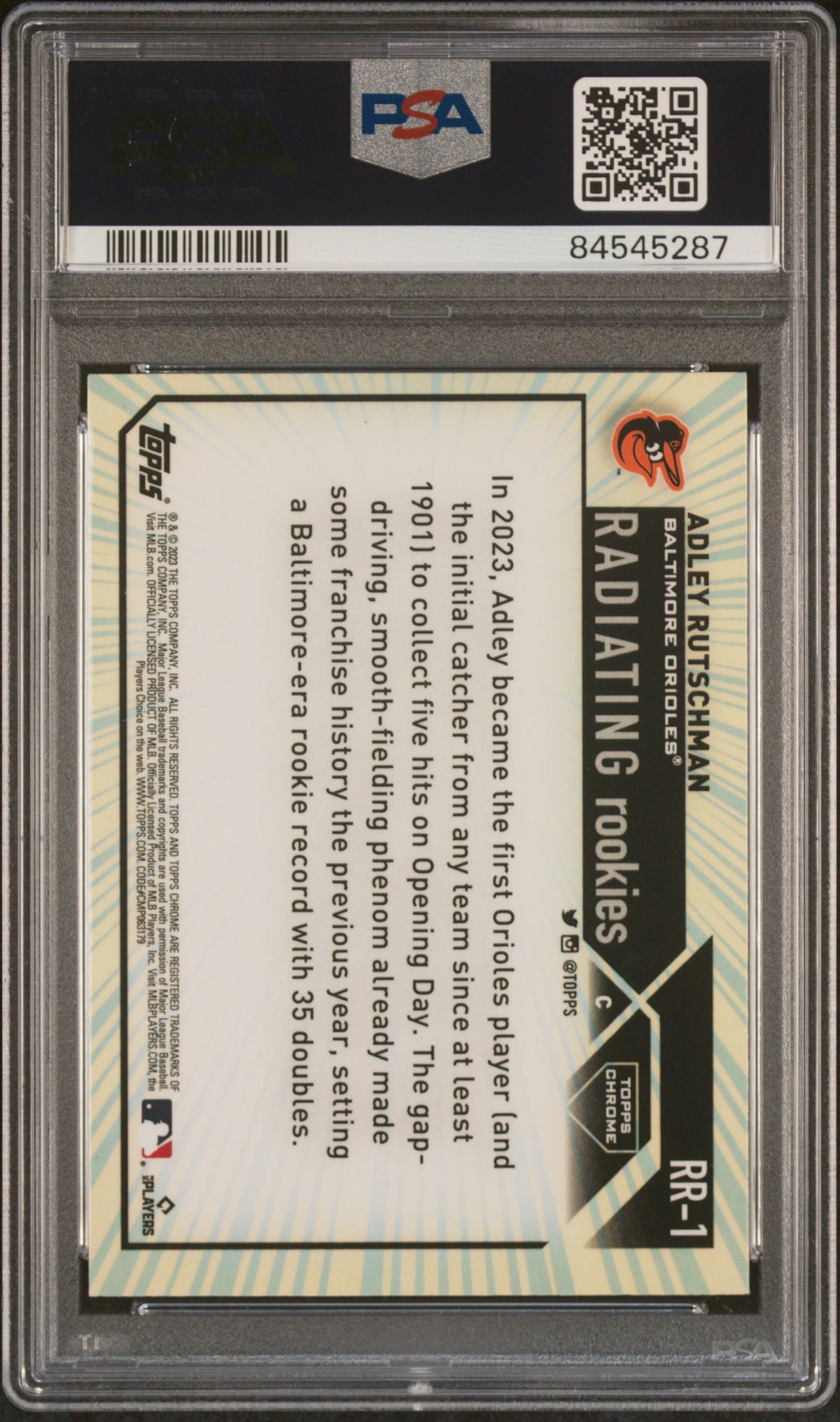 2023 Topps Chrome Radiating Rookies Adley Rutschman #RR1 PSA 9
