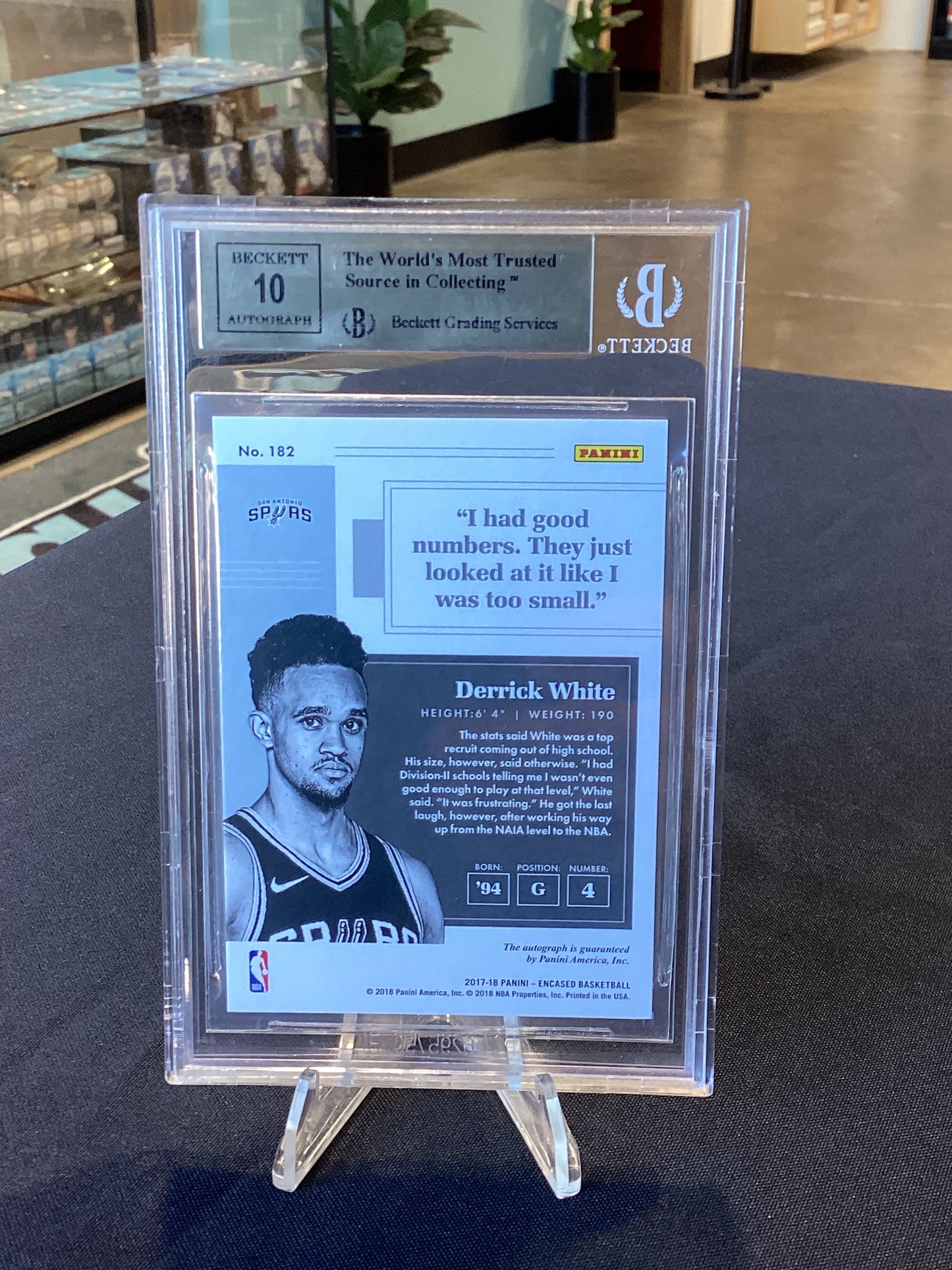 2017 Panini Encased Gold Derrick White Auto /10 SP #182 BGS 9.5