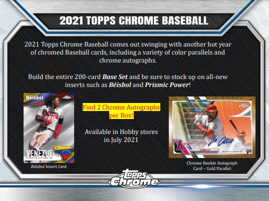 2021 Topps Chrome Baseball Hobby Box