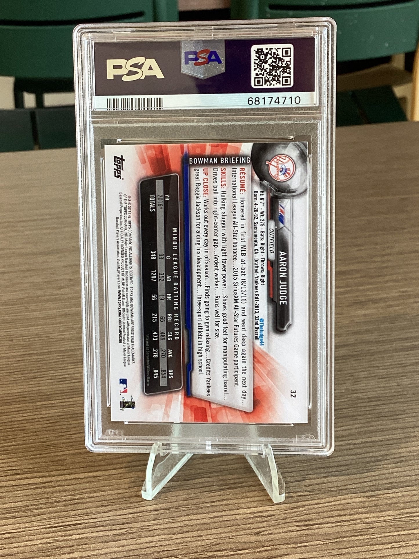2017 Bowman Aaron Judge #32 PSA 10
