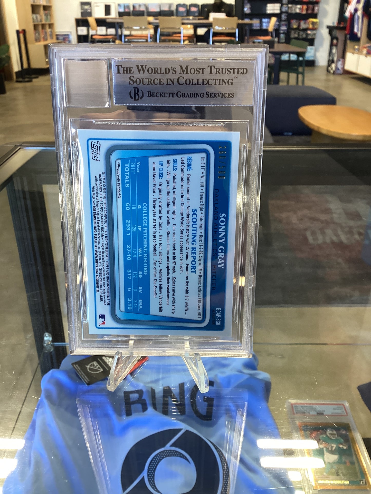 2011 Bowman Chrome Draft Prospect Autographs Refractors Sonny Gray #SGR BGS 9