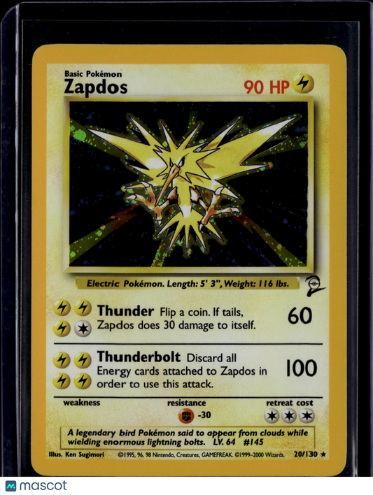 1999 Pokemon TCG Zapdos #20/102 20/130