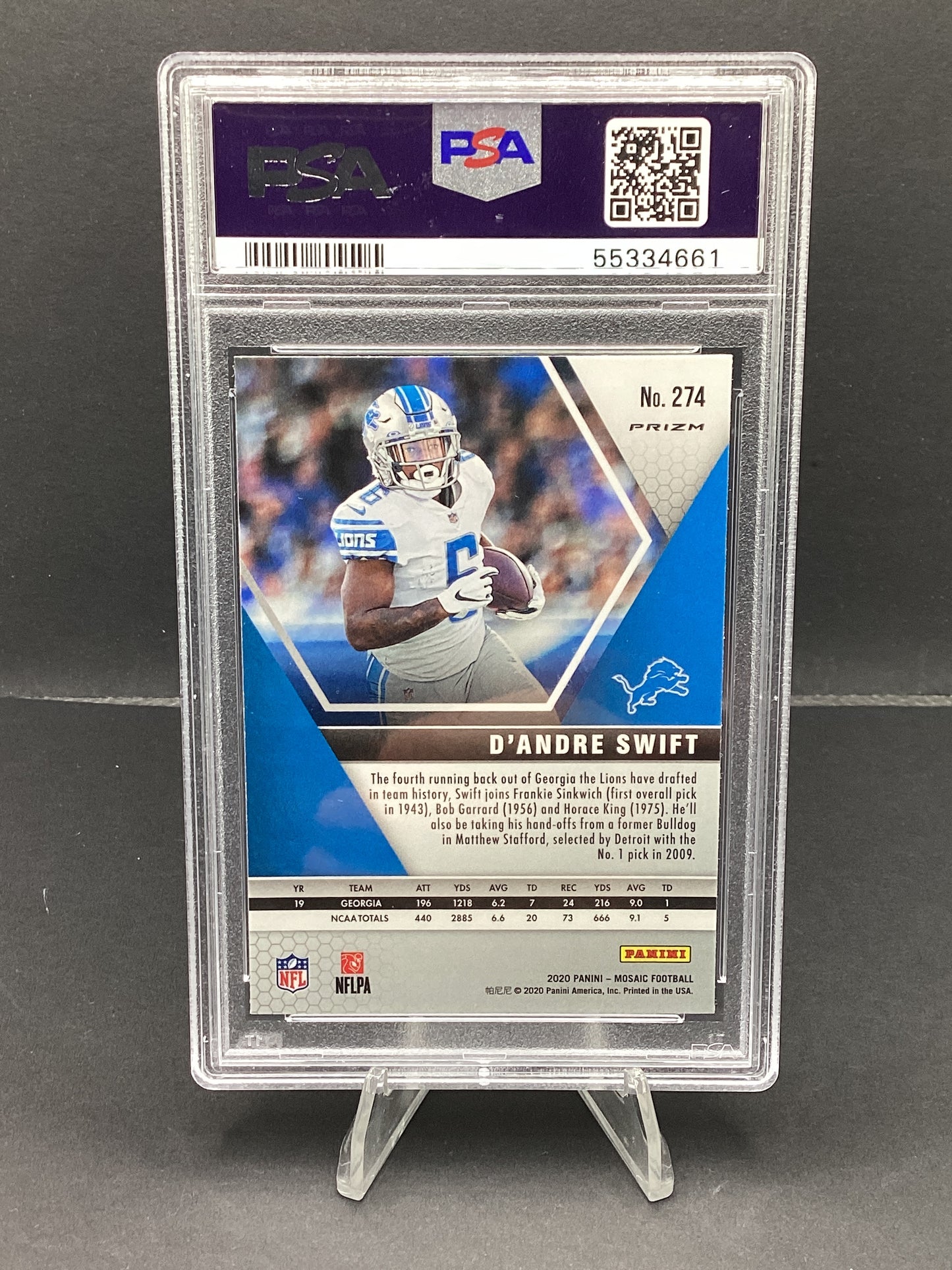 2020 Panini Mosaic D'andre Swift #274 Silver Prizm PSA 10