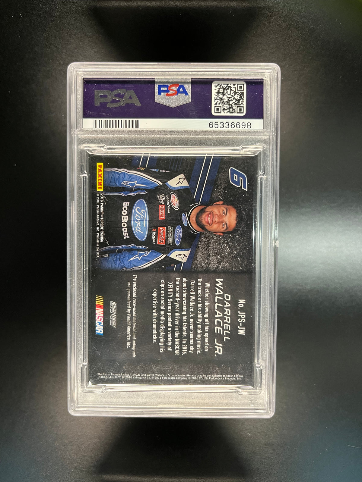 2016 Panini Torque Jumbo Firesuit Signatures Darrell Wallace JR. #JW SIG. PSA 8