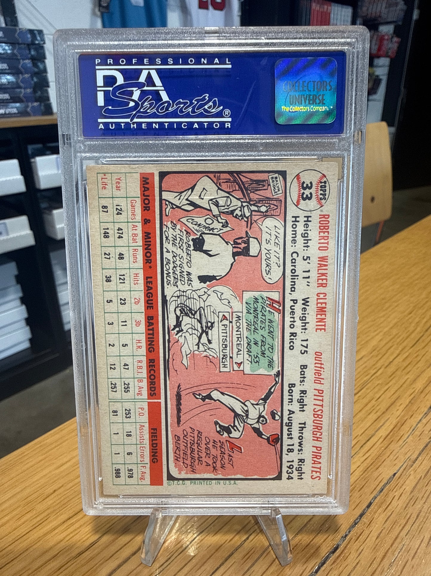 1956 Topps Roberto Clemente #33 White Back PSA 6