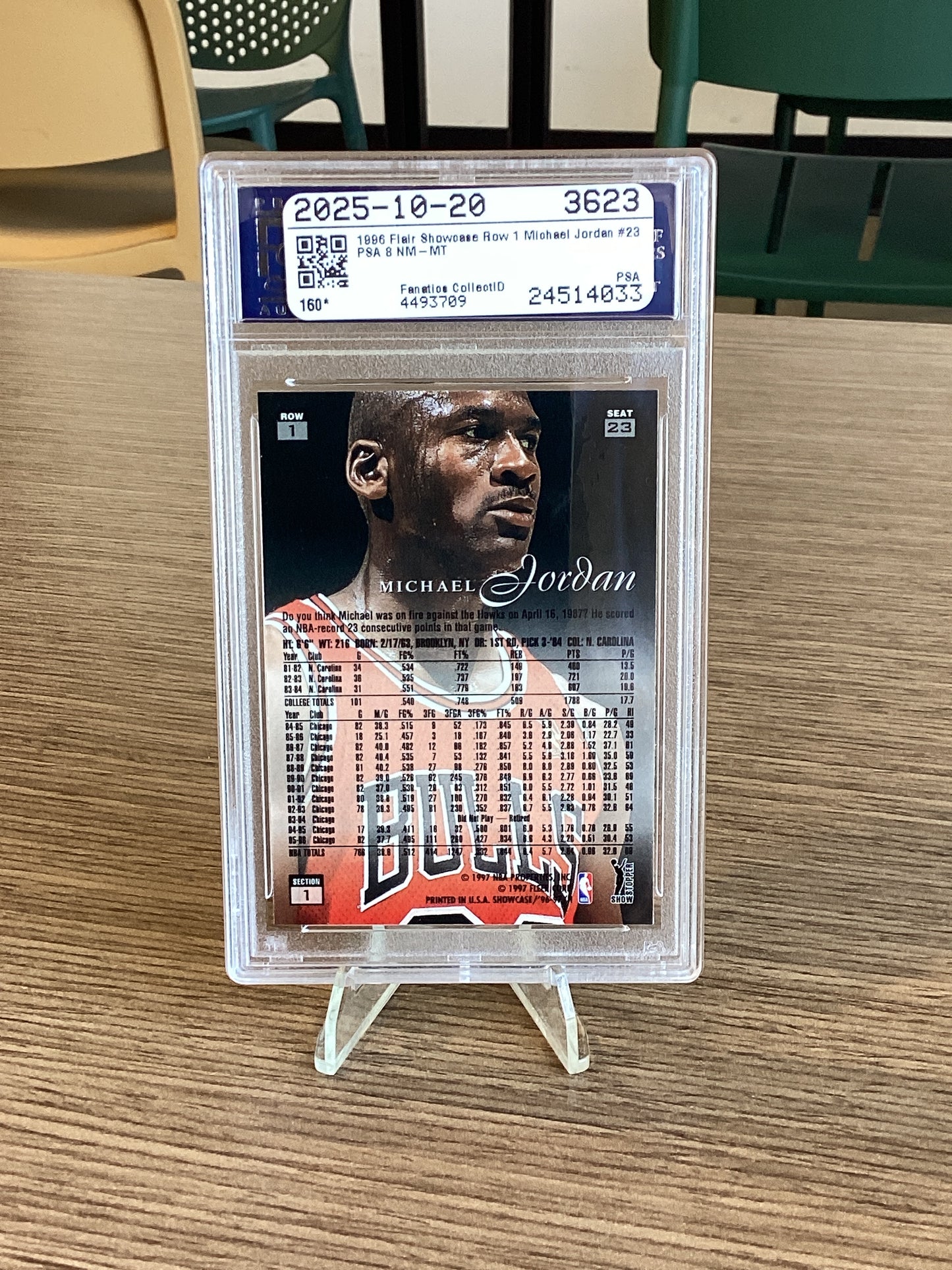 1996 Flair Showcase Michael Jordan #23 Row 1 PSA 8