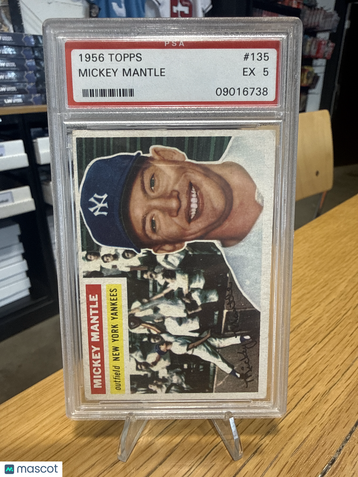 1956 Topps Mickey Mantle #135 Gray Back PSA 5