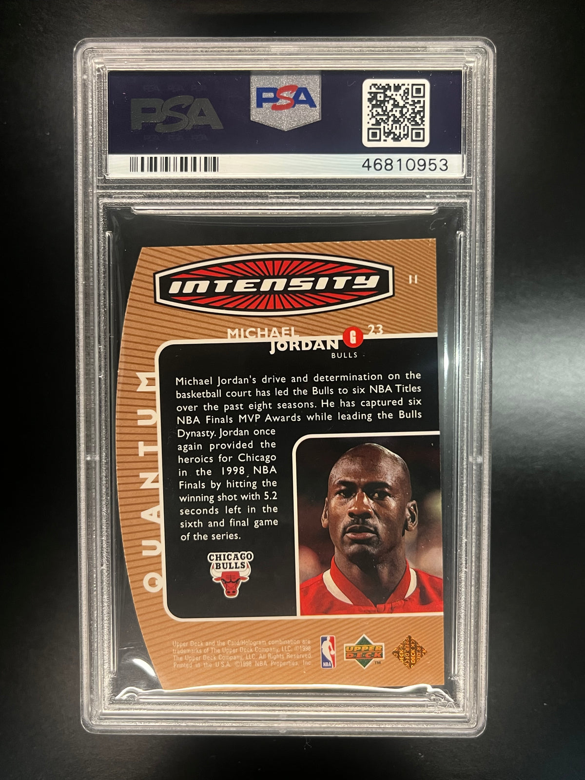 1998 Upper Deck Intensity Michael Jordan #I1 Bronze PSA 7.5