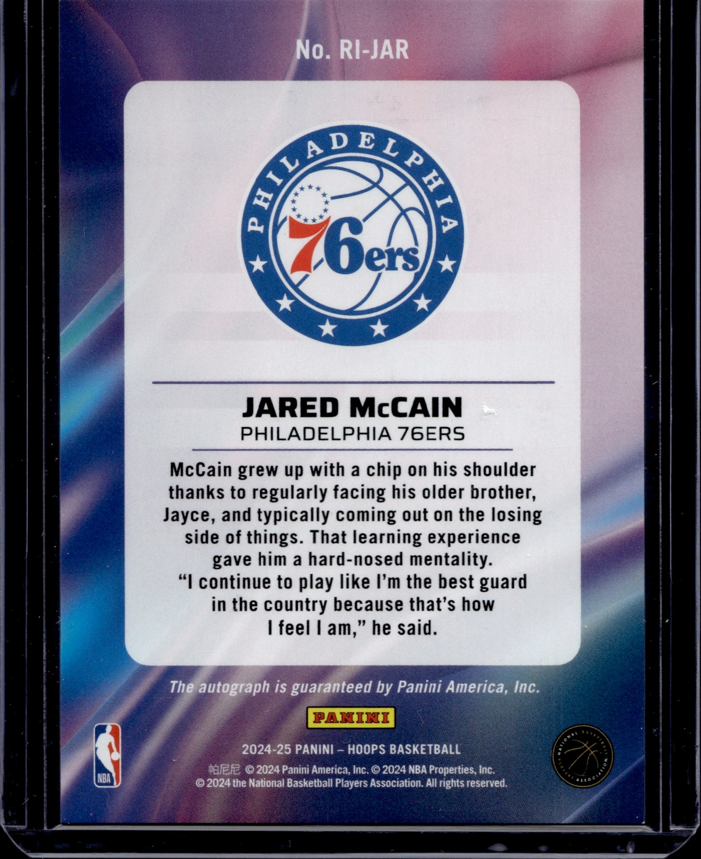 2024-25 Panini Hoops Rookie Ink Jared McCain #RI-JAR RC