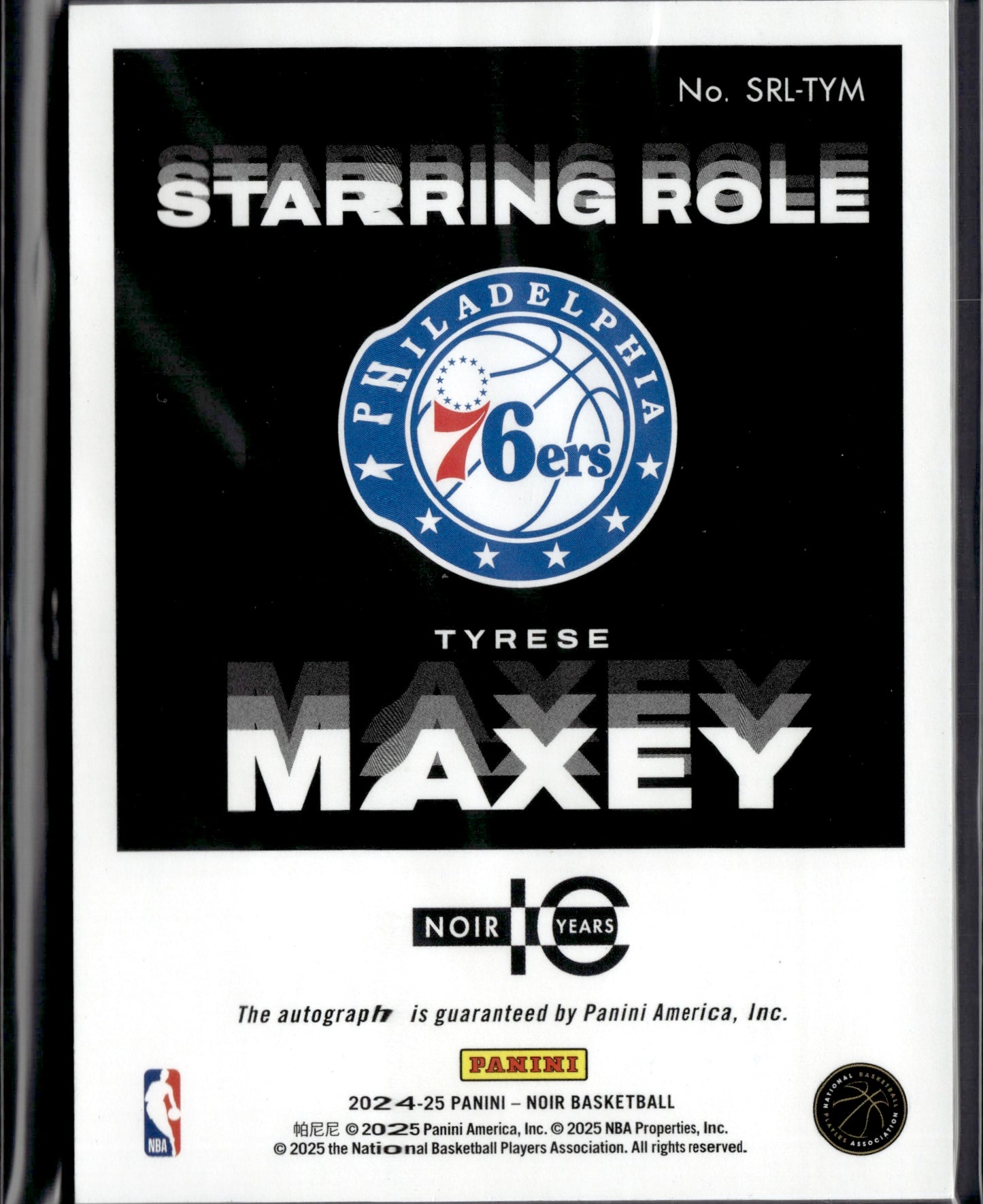 2025 Panini Noir Starring Role Tyrese Maxey #SRL-TYM /49
