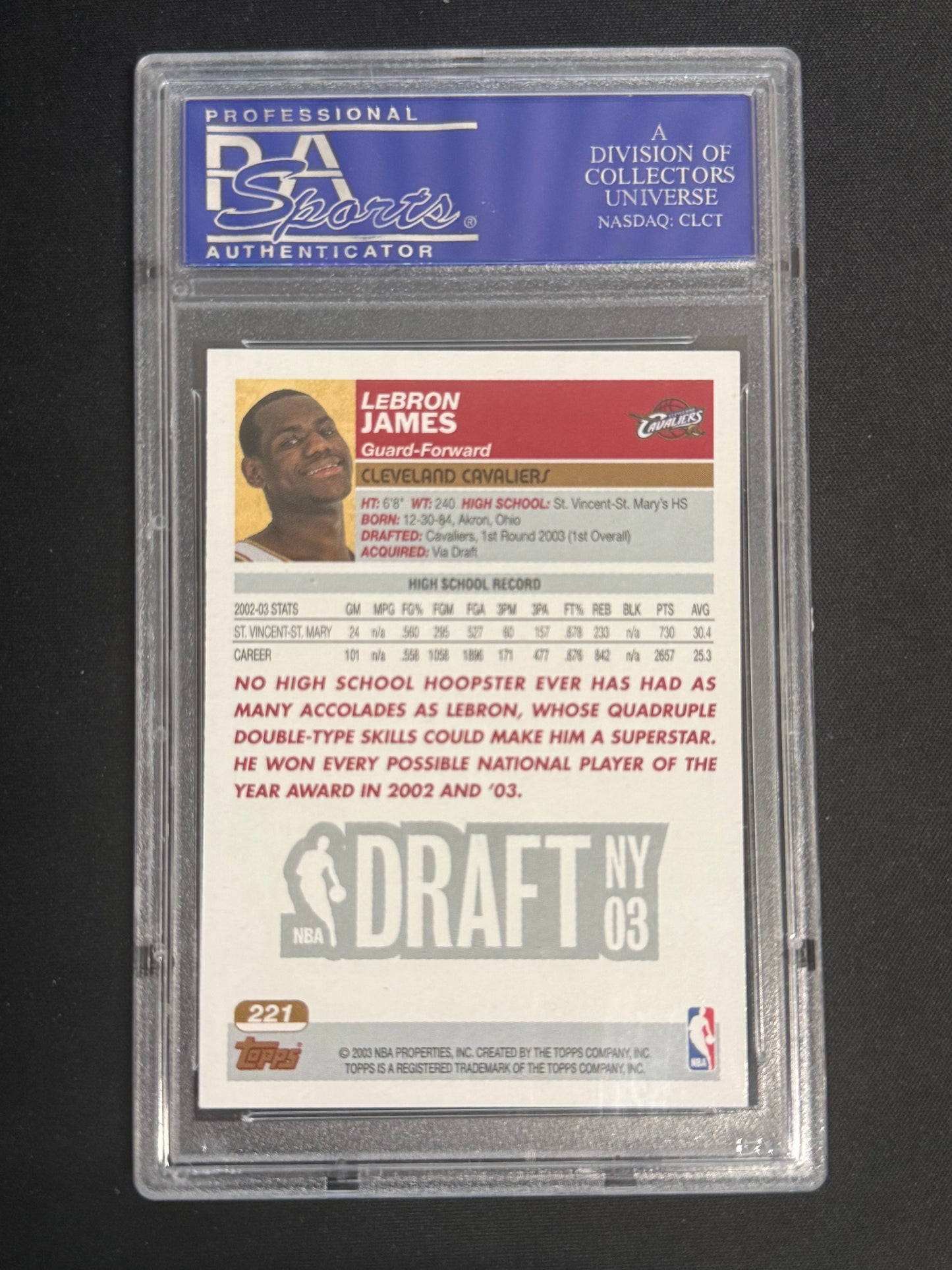 2003 Topps LeBron James #221 PSA 9