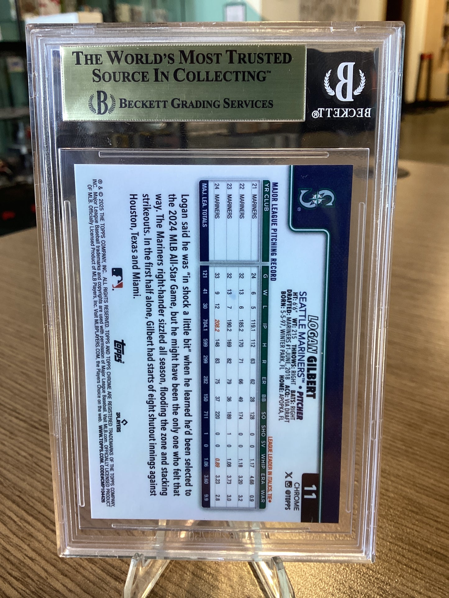 2025 Topps Chrome Logofractor Orange Refractors Logan Gilbert #11 BGS 9.5