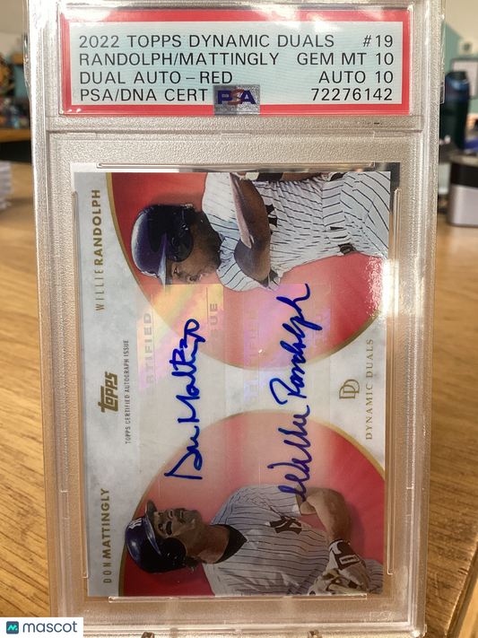 2022 Topps Dynamic Duals Randolph Mattingly #19 Auto Red /10 PSA 10