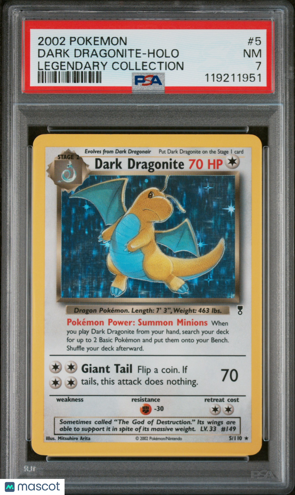 2002 Pokemon Legendary Collection Dark Dragonite Holo PSA 7 #5