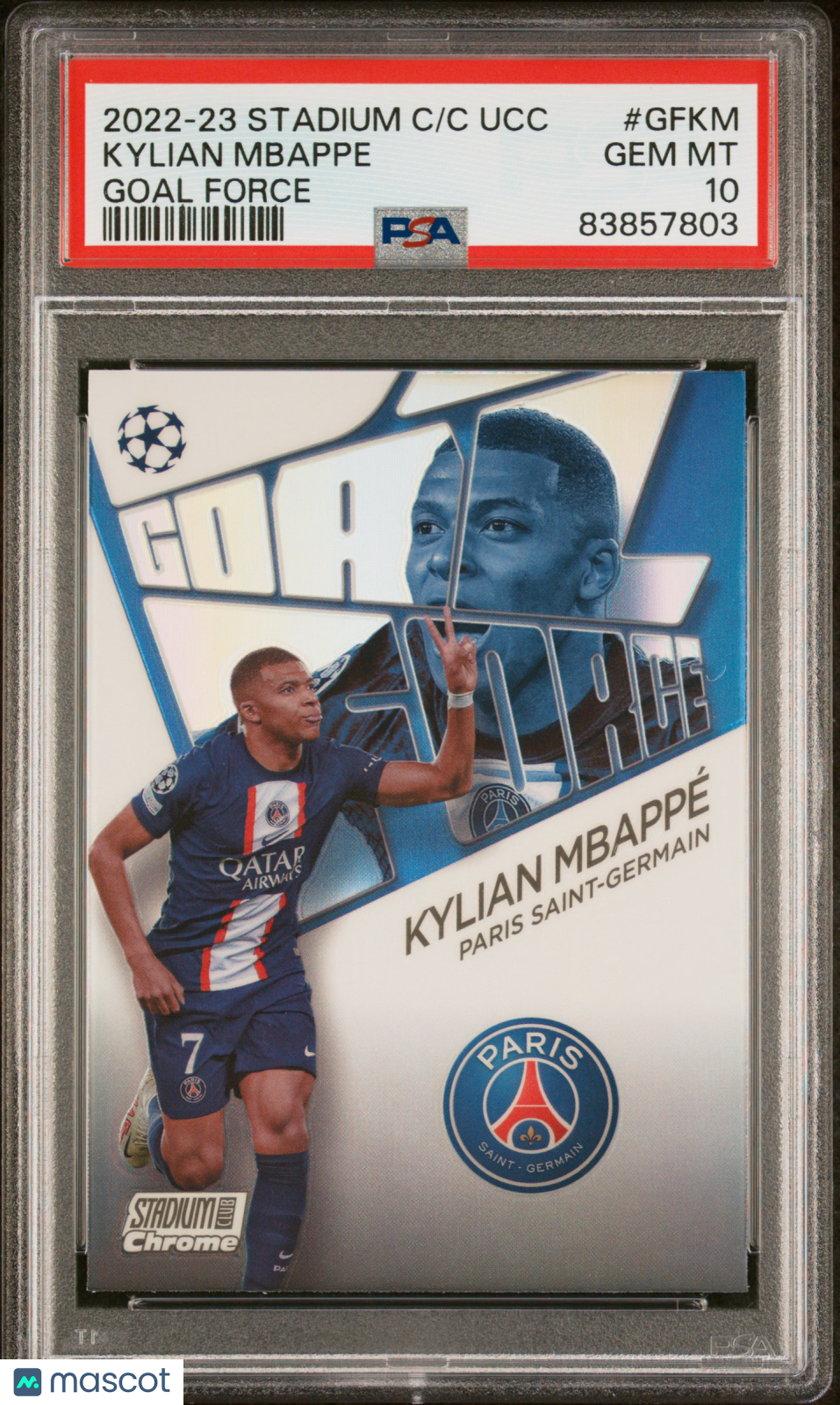 2022-23 Topps Stadium Club Chrome UEFA Club Competitions Kylian Mbappe PSA 10