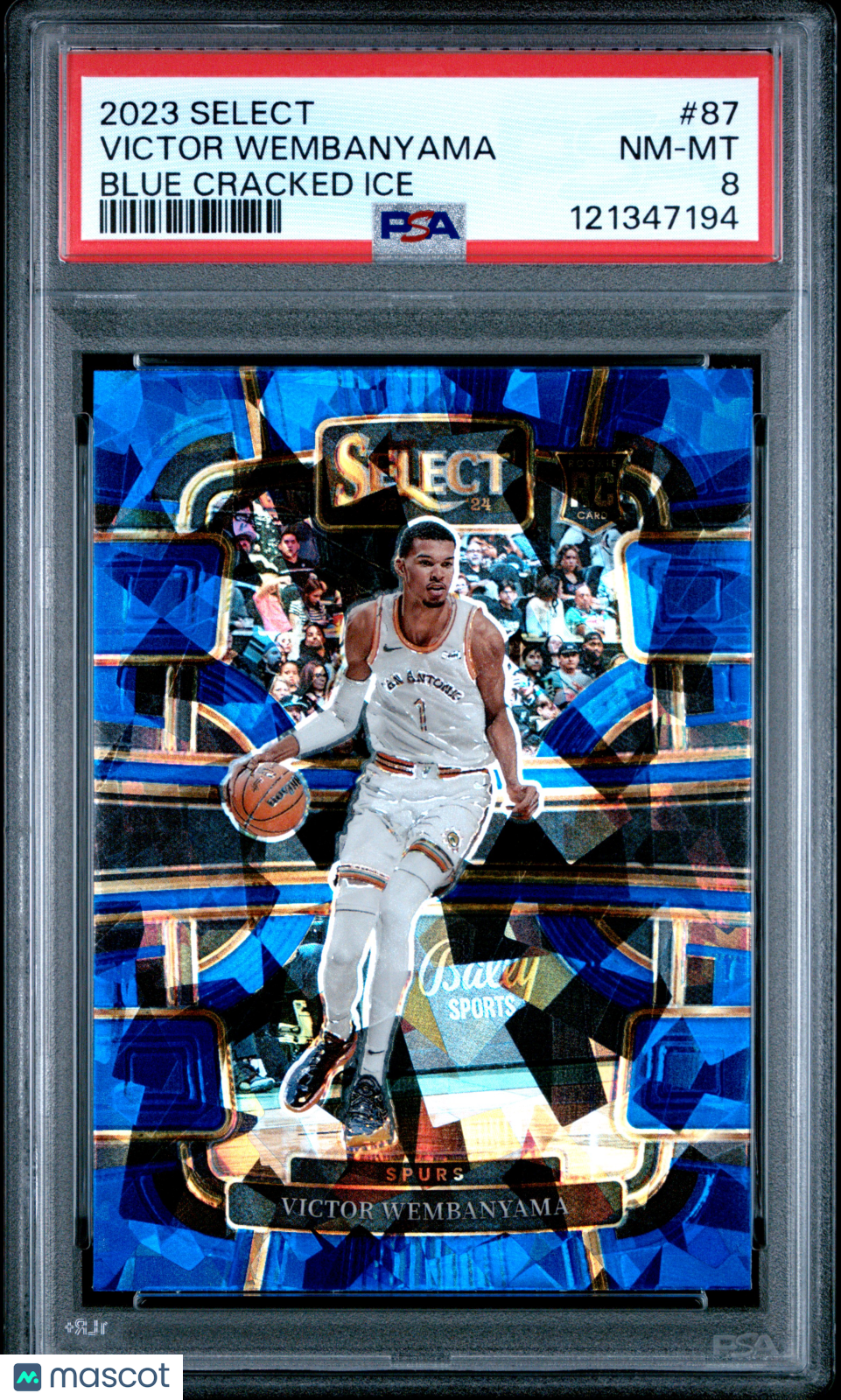 2023 Panini Select Victor Wembanyama #87 Blue Cracked Ice PSA 8