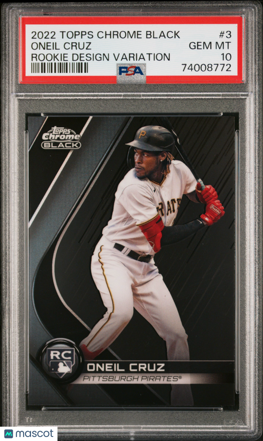 2022 Topps Chrome Black Rookie Design Variations Oneil Cruz #3 PSA 10