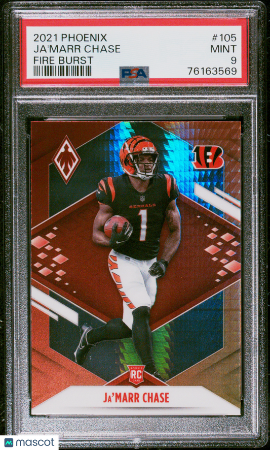 2021 Panini Phoenix Ja'marr Chase #105 Fire Burst PSA 9