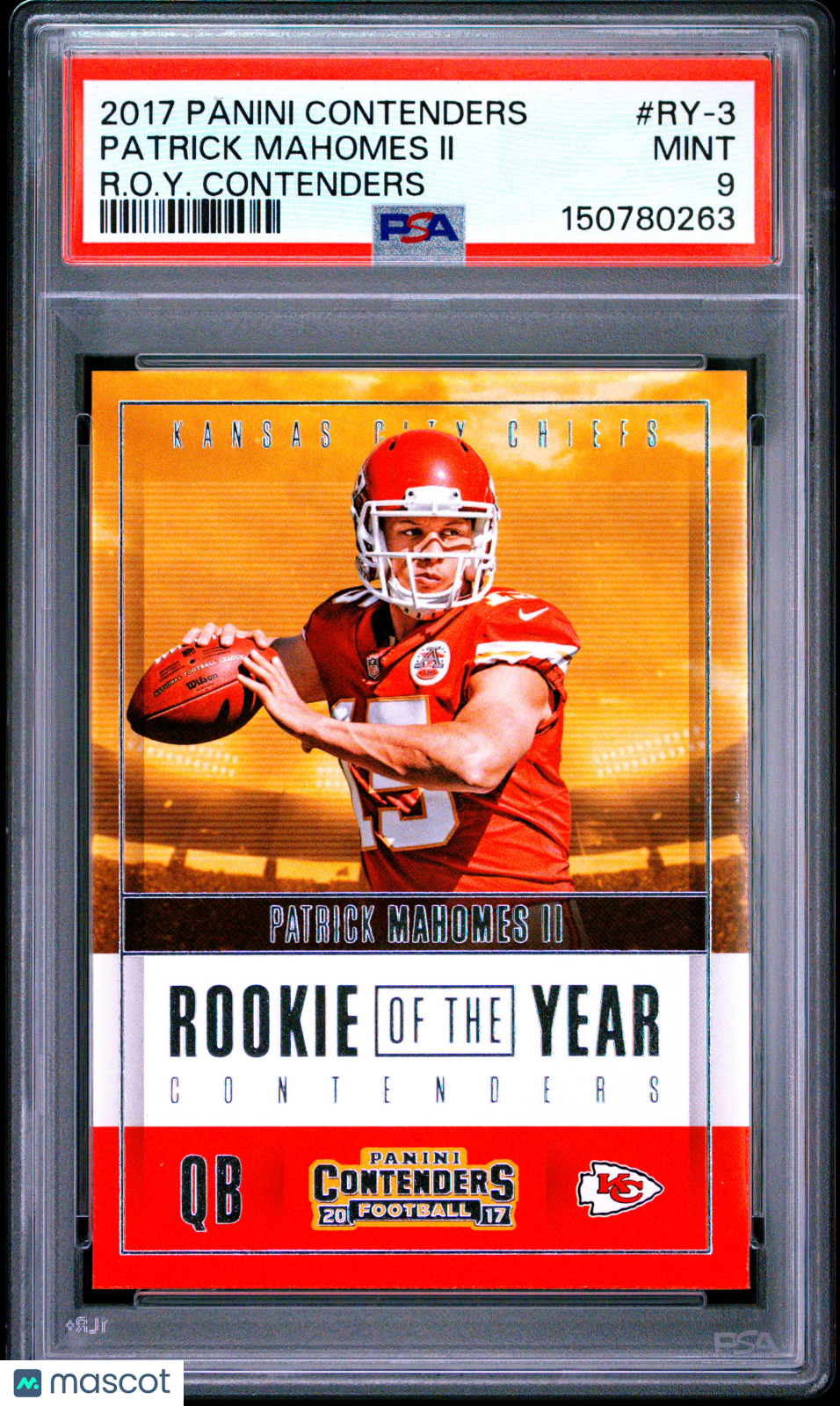2017 Panini Contenders Rookie Of The Year Contenders Patrick Mahomes II PSA 9