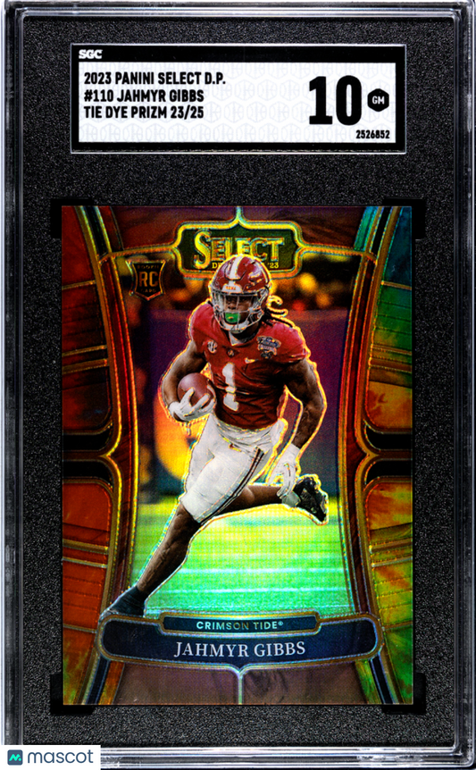 2023 Panini Select Draft Picks Jahmyr Gibbs #110 Tie Dye Prizm SGC 10