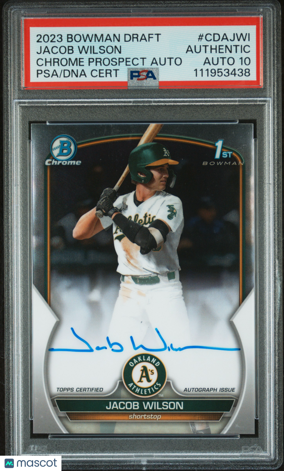 2023 Bowman Draft Chrome Prospect Autograph Jacob Wilson #CDAJWI PSA A