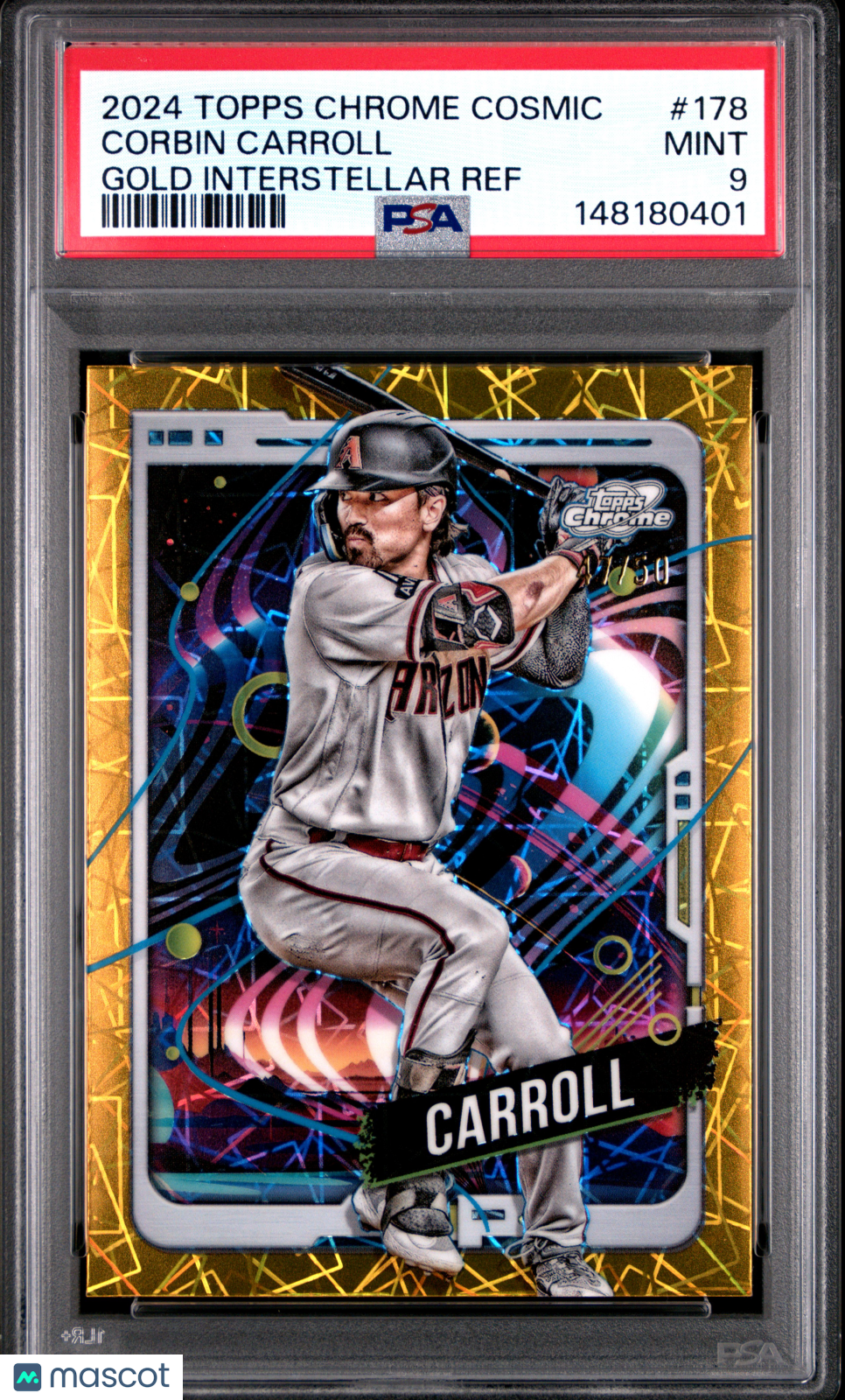 2024 Topps Cosmic Chrome Corbin Carroll #178 Gold Interstellar Ref 11/50 PSA 9