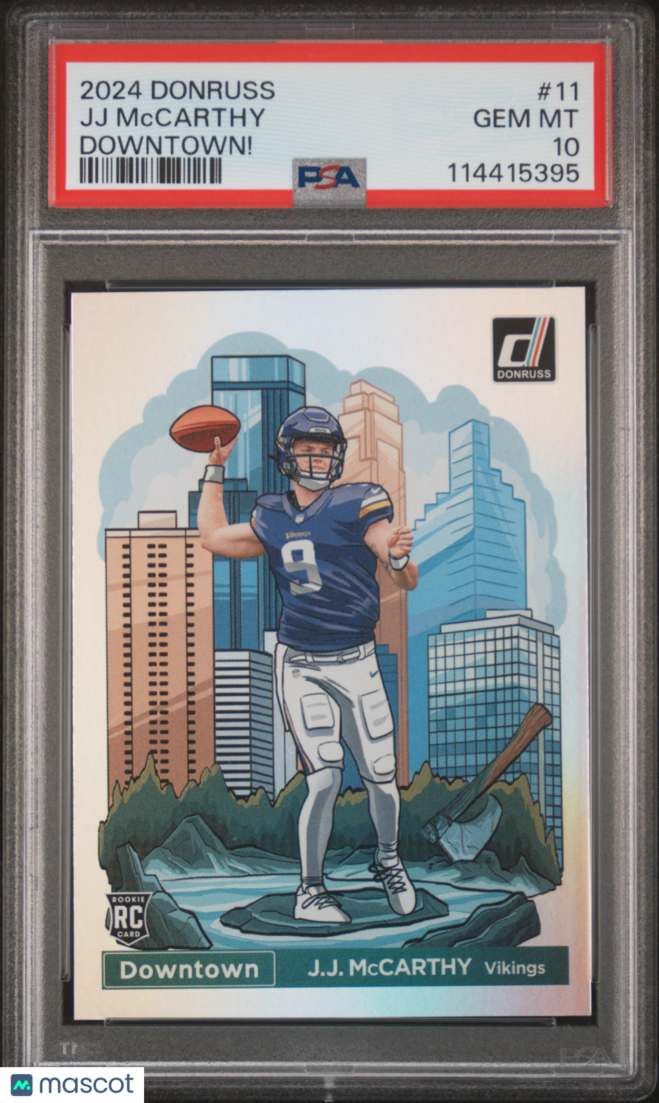 2024 Panini Donruss Downtown! JJ Mccarthy #11 PSA 10
