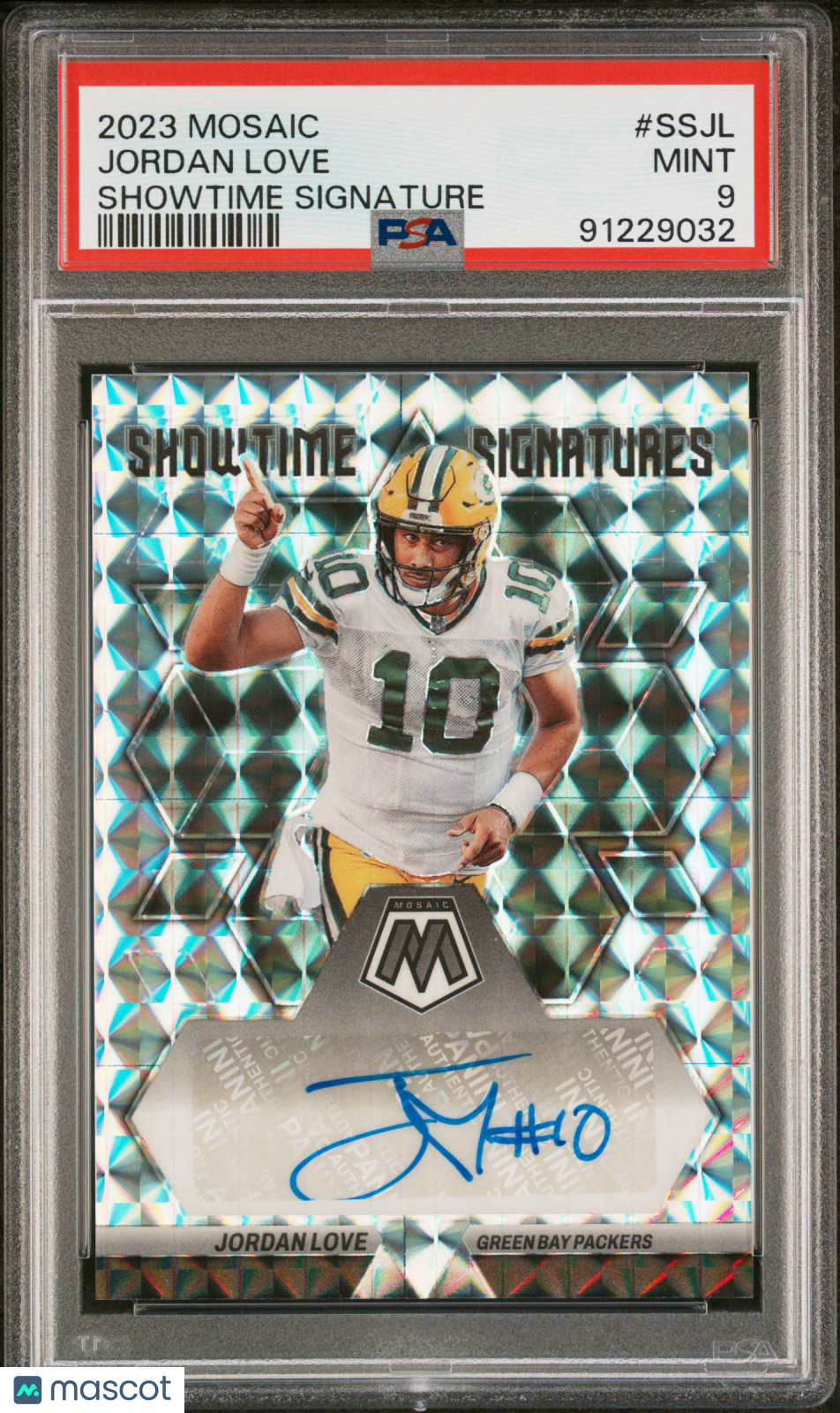 2023 Panini Mosaic Showtime Signature Jordan Love #SSJL PSA 9