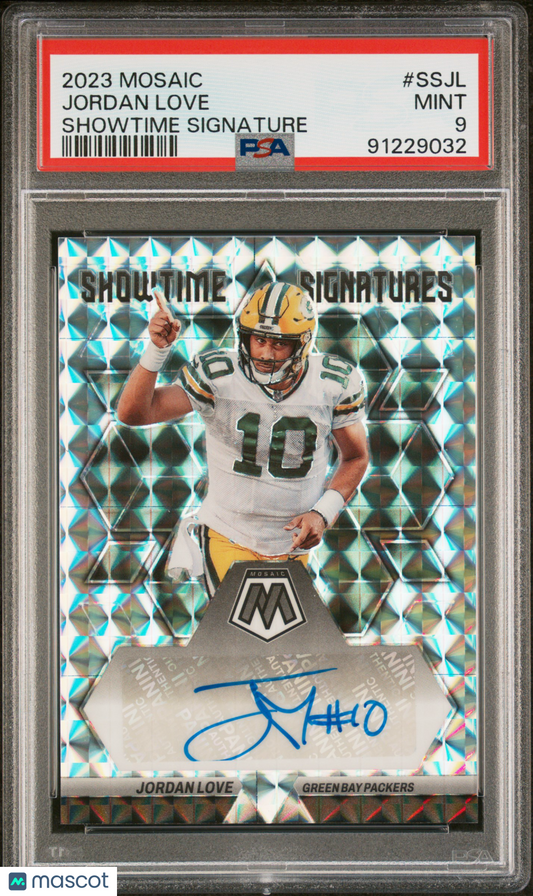 2023 Panini Mosaic Showtime Signature Jordan Love #SSJL PSA 9