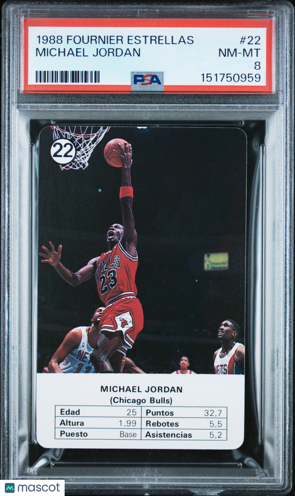 1988 Fournier Estrellas Michael Jordan #22 PSA 8