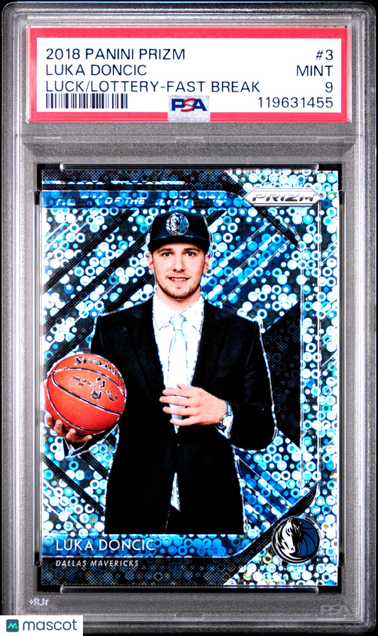 2018 Panini Prizm Luck Of The Lottery Luka Doncic #3 Fast Break PSA 9