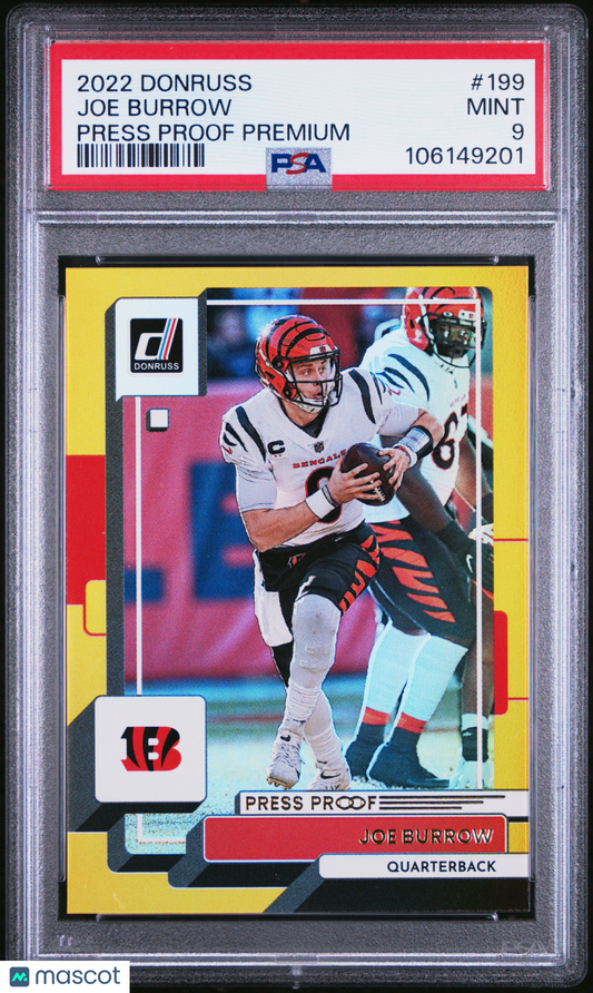 2022 Panini Donruss Joe Burrow #199 Press Proof Premium PSA 9