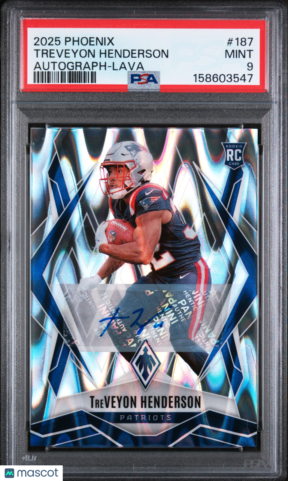 2025 Panini Phoenix Treveyon Henderson #187 Autograph Lava PSA 9