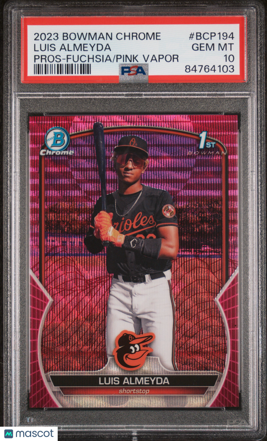 2023 Bowman Chrome Prospects Luis Almeyda #BCP194 Fuchsia Pink Vapor Ref PSA 10