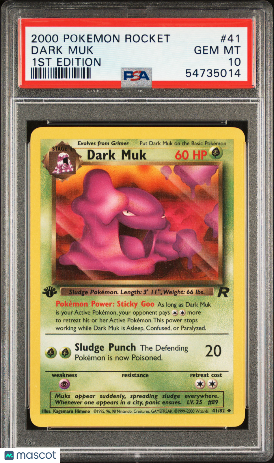 2000 Pokemon Rocket Dark Muk 1st Edition PSA 10 #41