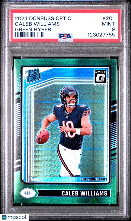 2024 Panini Donruss Optic Caleb Williams #201 Green Hyper PSA 9
