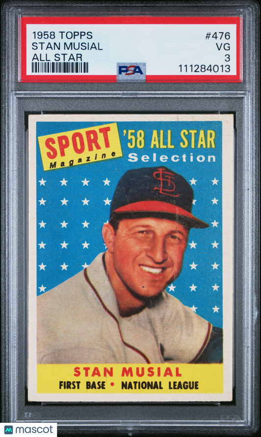 1958 Topps Stan Musial #476 All Star PSA 3