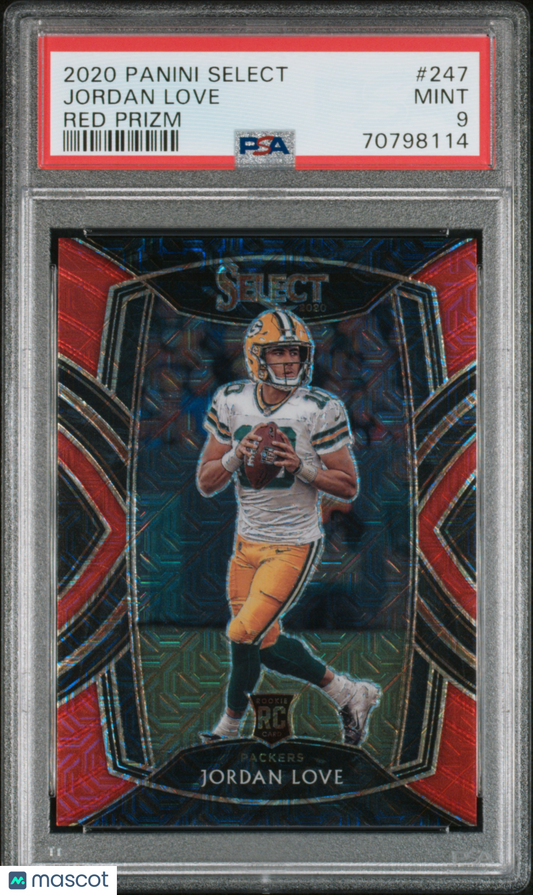 2020 Panini Select Jordan Love #247 Red Prizm PSA 9