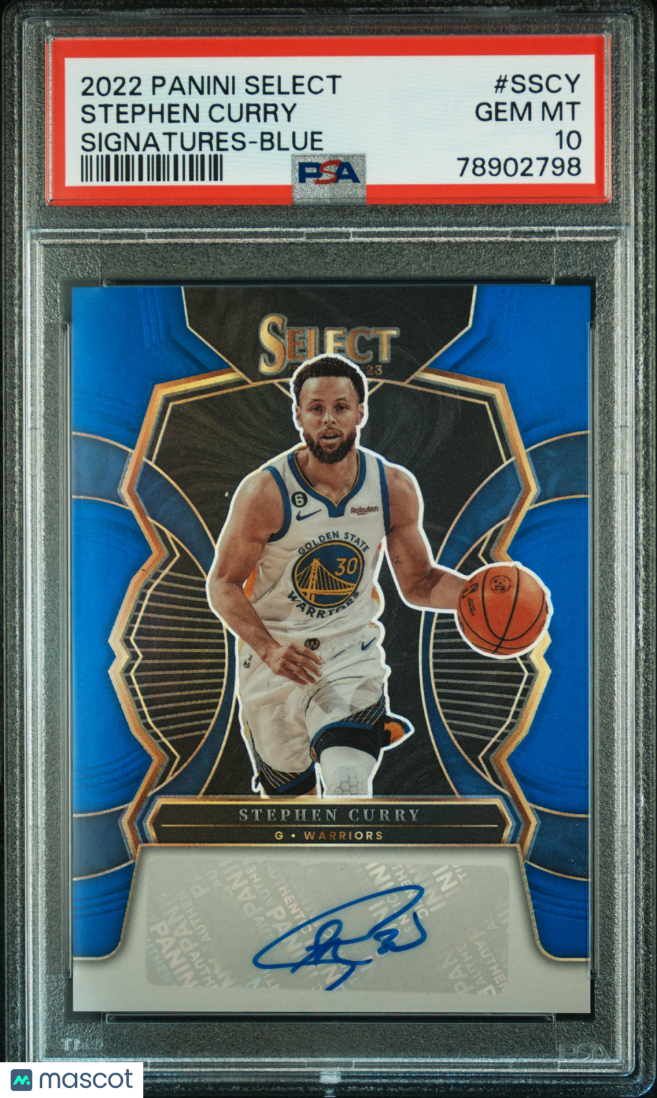 2022 Panini Select Signatures Stephen Curry #SSCY Blue PSA 10